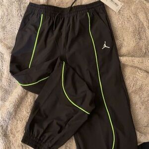 Kids Black Jordan Joggers with Neon Green Accents